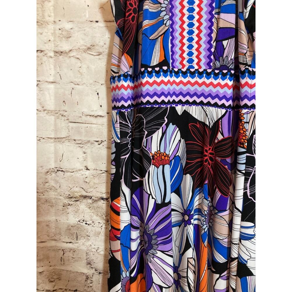 Christopher Banks Dress Womens 8 Midi Asymmetric Hem Floral Halter Stretch Flowy - Picture 7 of 14
